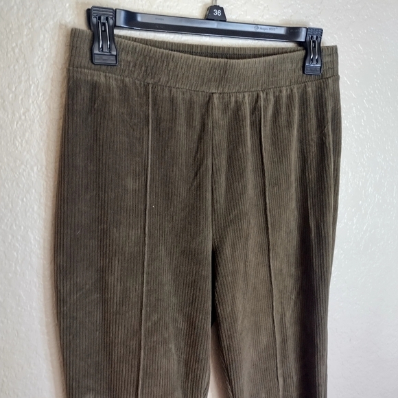 Aerie Groove On Velour Rib Flared High Rise Pants Olive Green Sz S - Picture 3 of 9